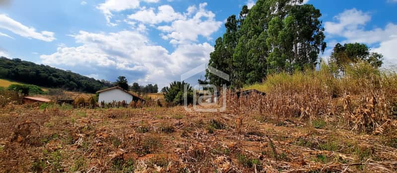 Área externa com vegetação seca e árvores ao fundo, sob céu azul com nuvens. Casa simples visível.